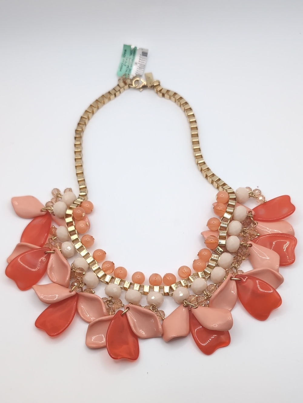 INC Goldtone Coral & Pink Petals Statement Necklace NWT $44.50